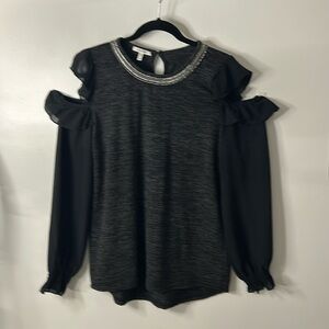 Maurices Embellished Neck/Cold Shoulder Top